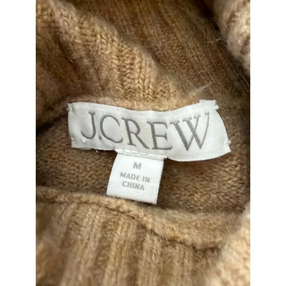 J.Crew Women's Relaxed Donegal Wool-Alpaca Turtleneck Sweater - Tan - Size M